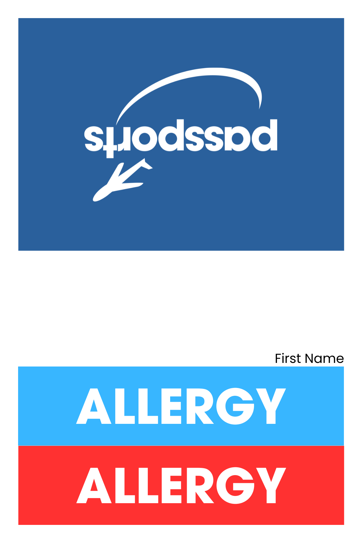 Sample allergy & dietary restriction card — Sample 5