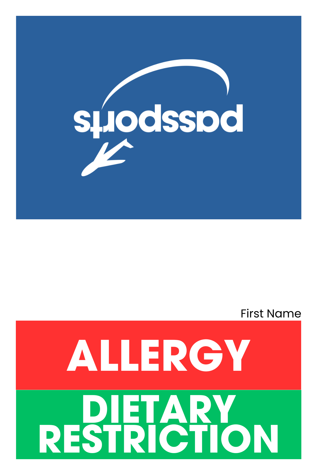 Sample allergy & dietary restriction card — Sample 6