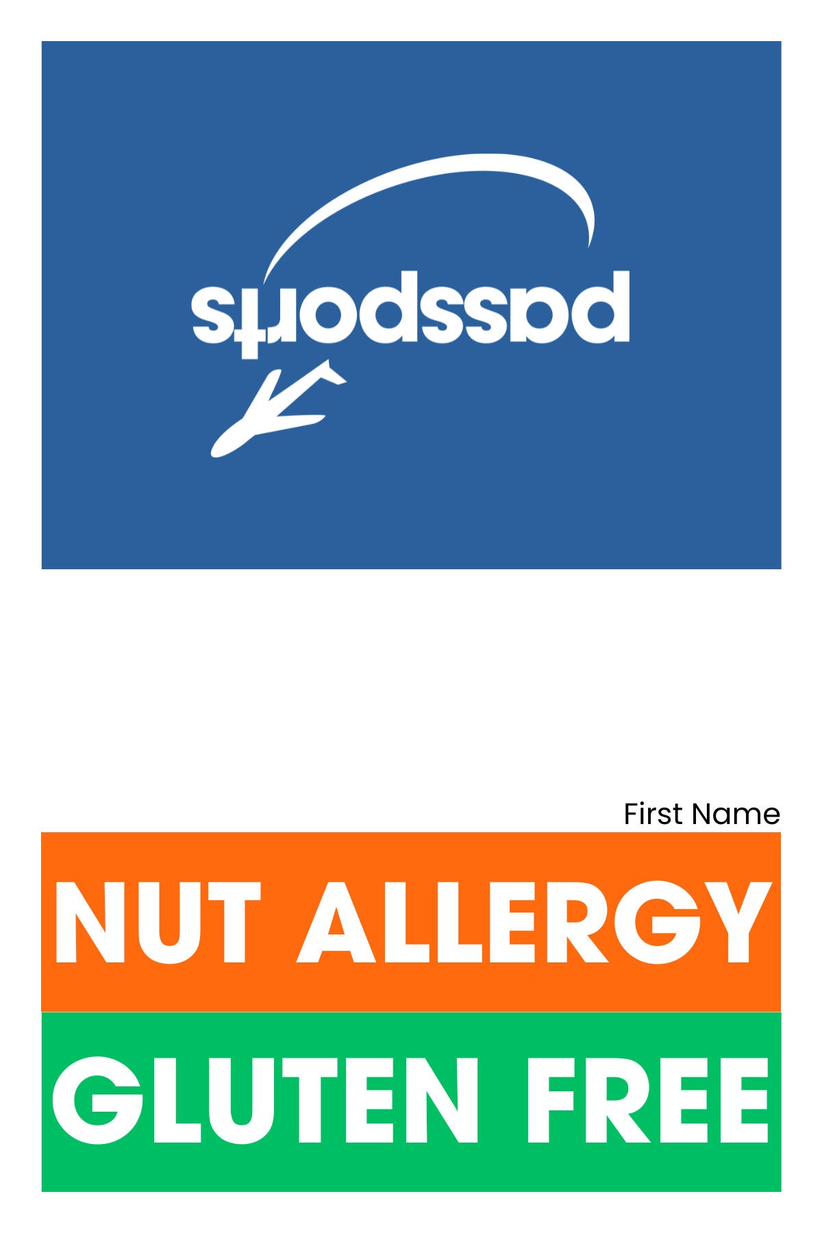 Sample allergy & dietary restriction card — Sample 7