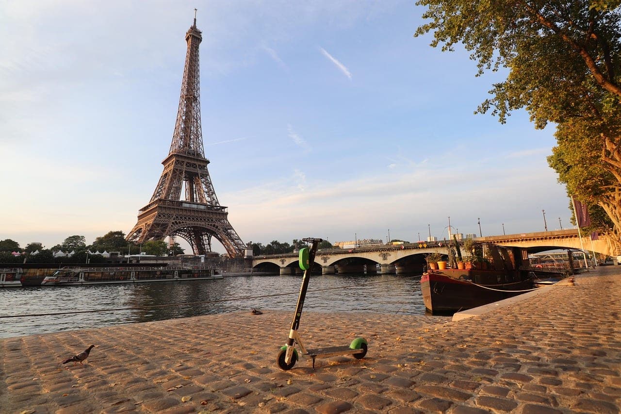 The Eiffel Tower above the Seine at golden hour, Paris's iconic skyline
