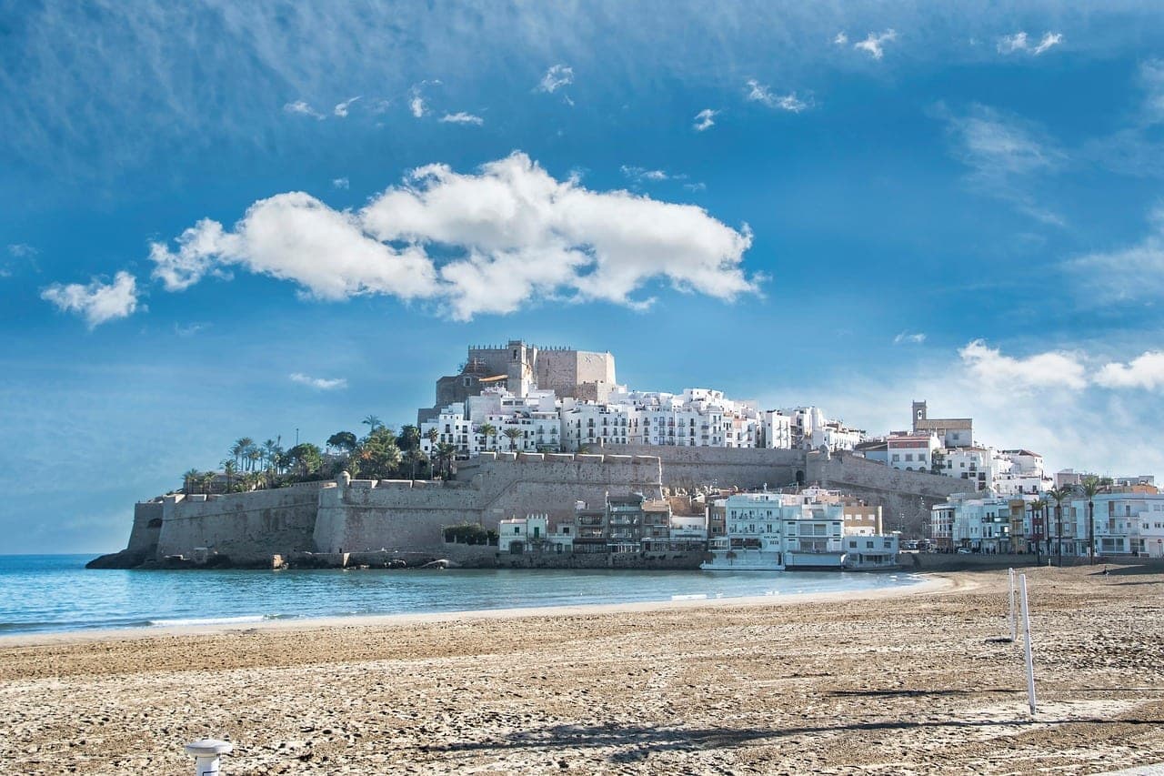 The Templar castle of Peñíscola rising on a rocky peninsula above the Mediterranean Sea in Spain