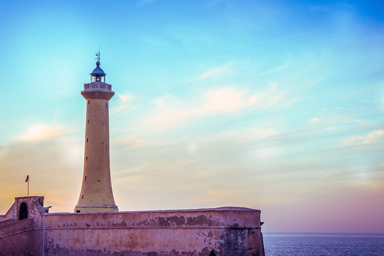 Atlantic coast lighthouse in Rabat, Morocco's capital city