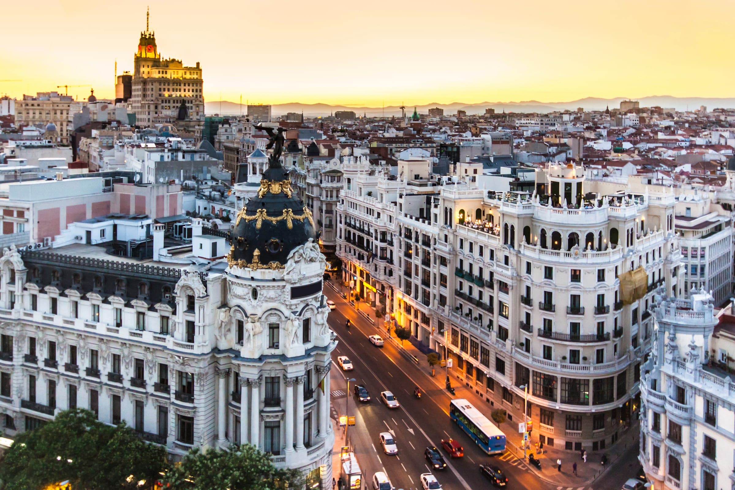 Gran Vía at dusk, Madrid