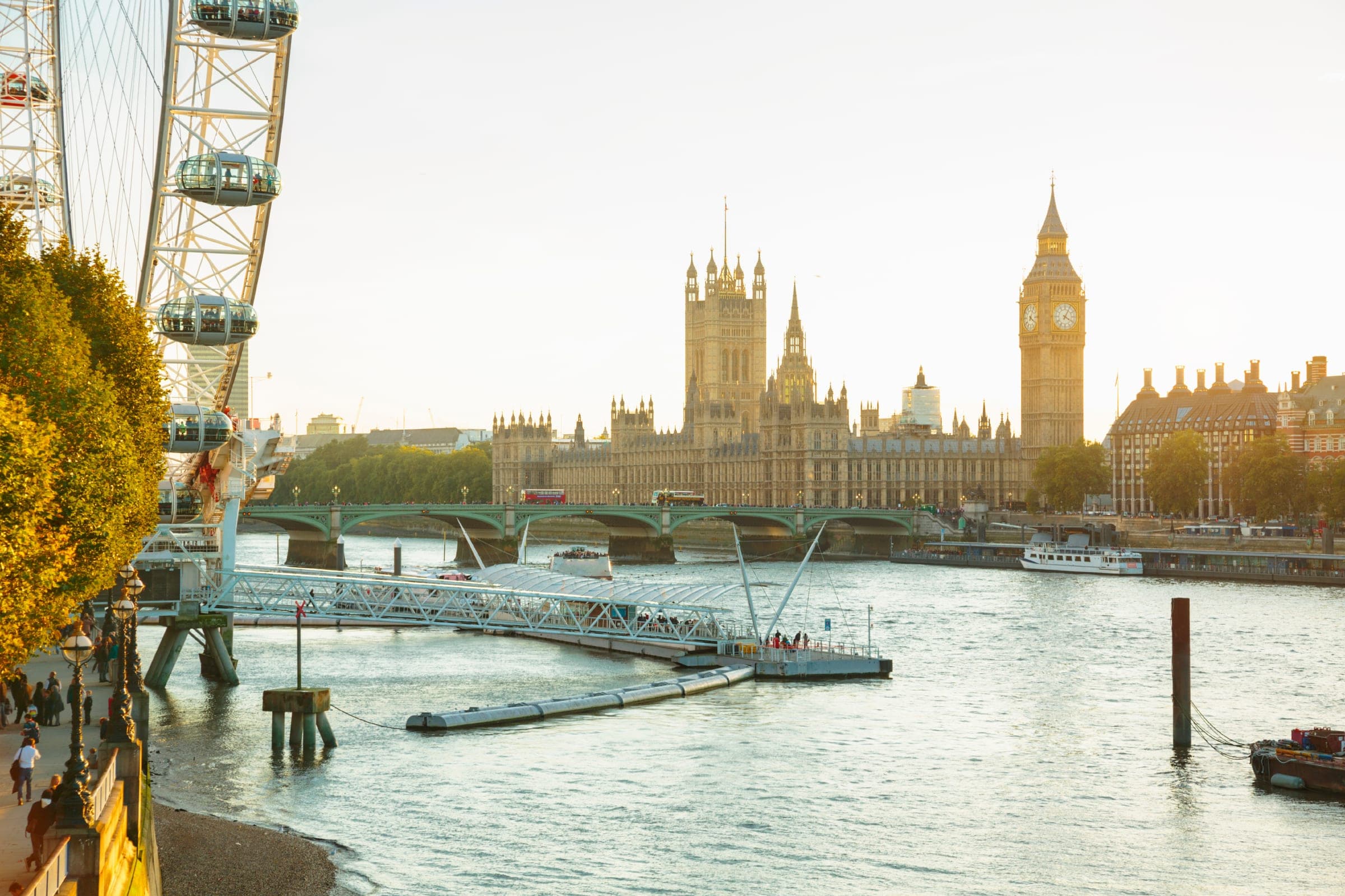The Houses of Parliament and Big Ben across the Thames, London