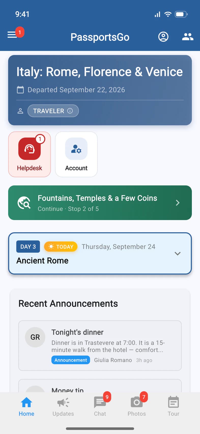 Home with the green City Quest card: Fountains, Temples & a Few Coins, Continue