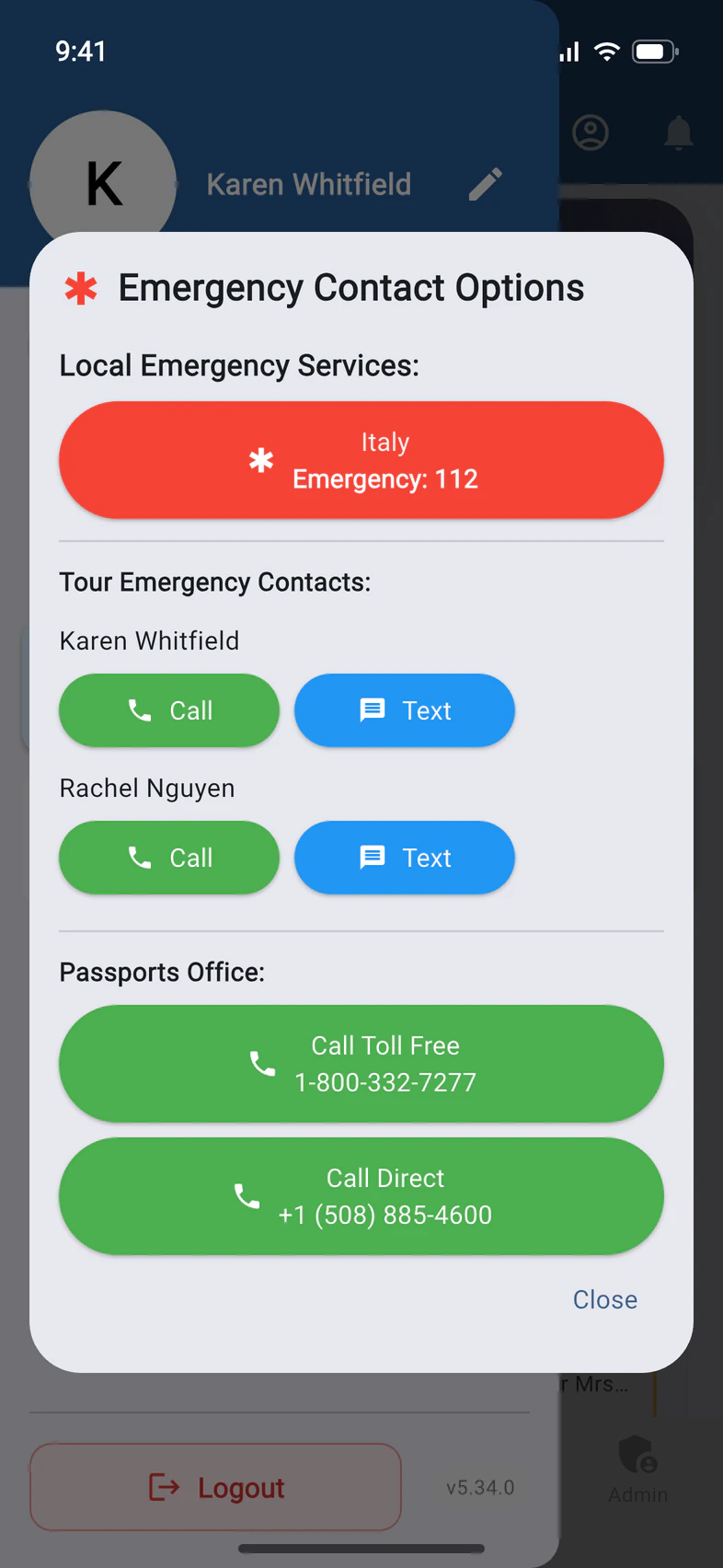 Emergency Contact Options: Local Emergency Services, Italy, Emergency: 112
