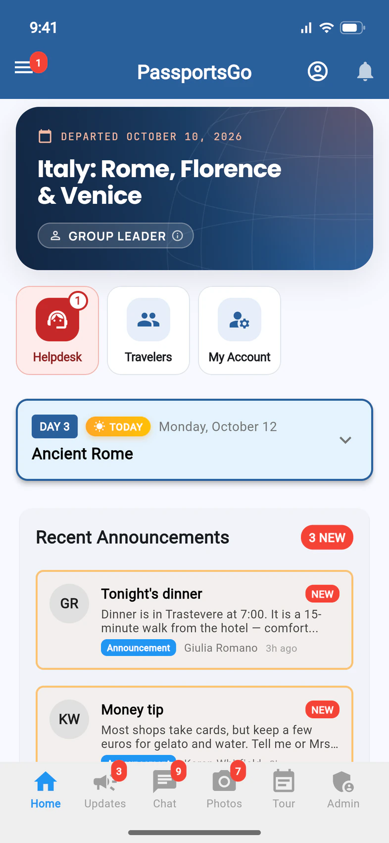 Home with the menu button at the top left