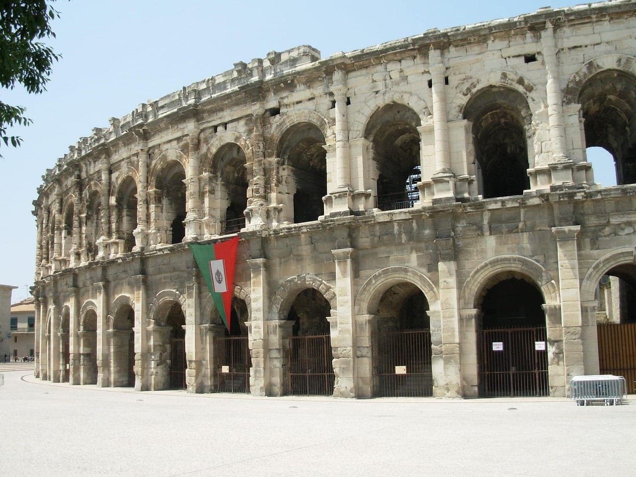 Two-story arches of the Nîmes Roman amphitheater (Les Arènes) in southern France